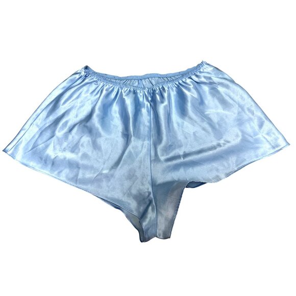 CCC Vintage Light Blue Satin Elastic Band Sleep Shorts Size Large All Polyester - Picture 6 of 7